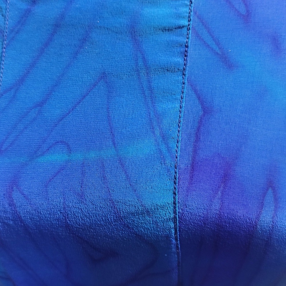 Vintage 90s 100% Silk Abstract Blue‎ Watercolor Maxi Dress S Resort SEE PHOTOS - Picture 8 of 8